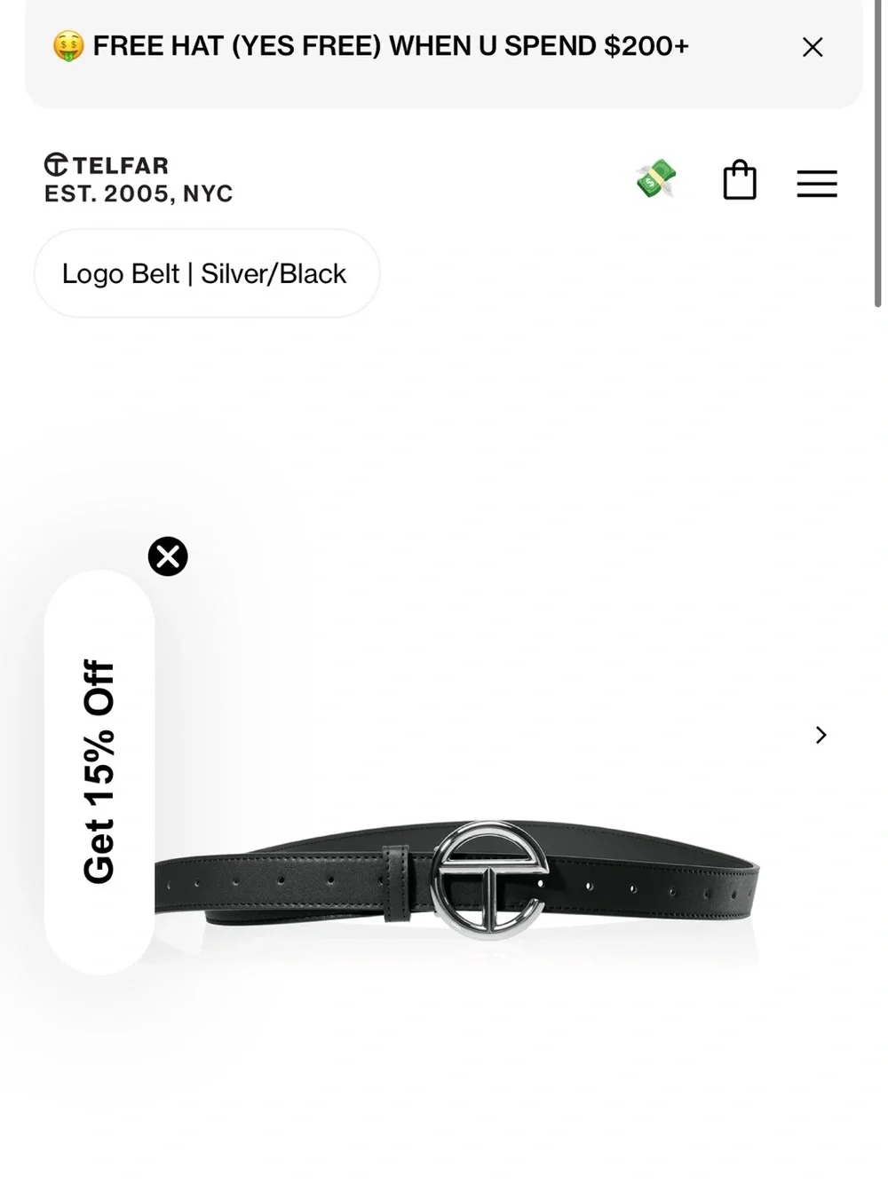 Telfar Logo Belt - Silver/Black (M/L)